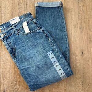 Old Navy Boyfriend Mid Rise Distressed Crop Blue Jeans Women’s Size 6 Knee Hole